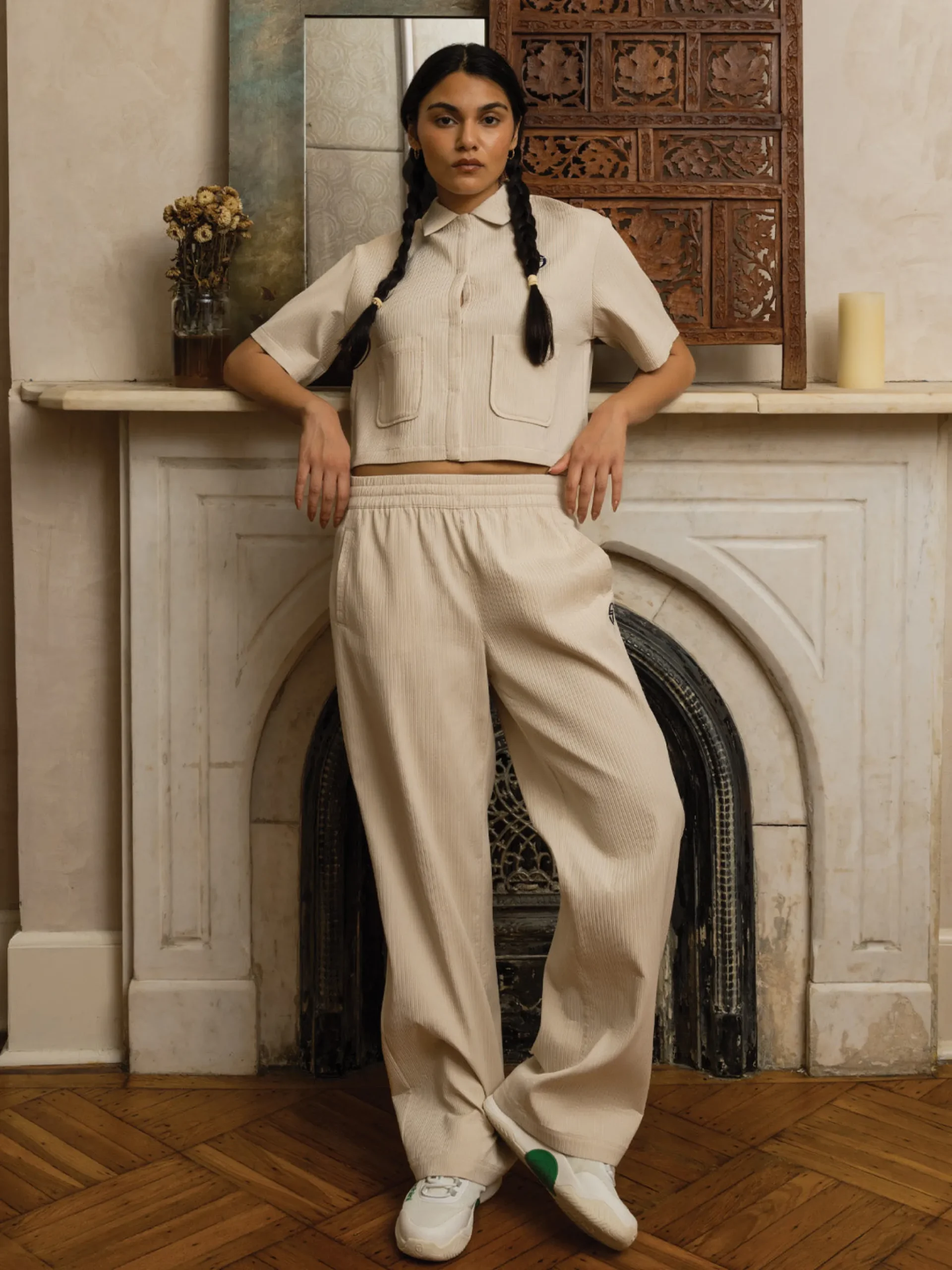 Mia Cropped Shirt- Fog