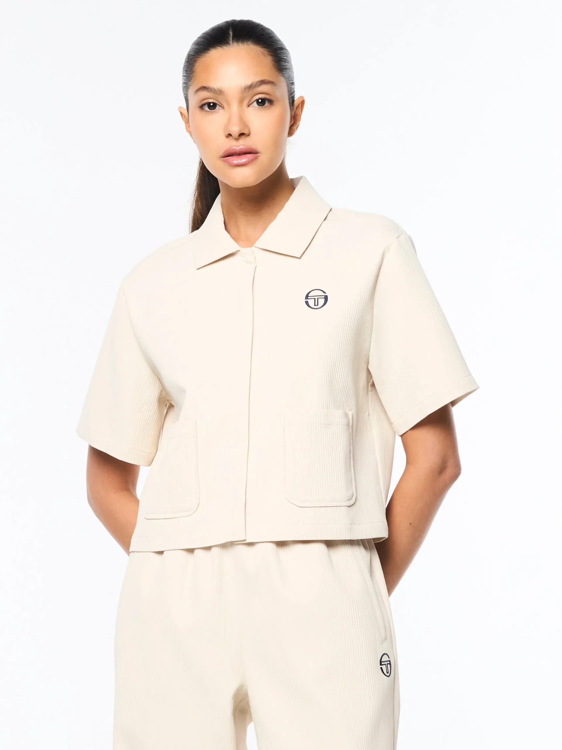 Mia Cropped Shirt- Fog