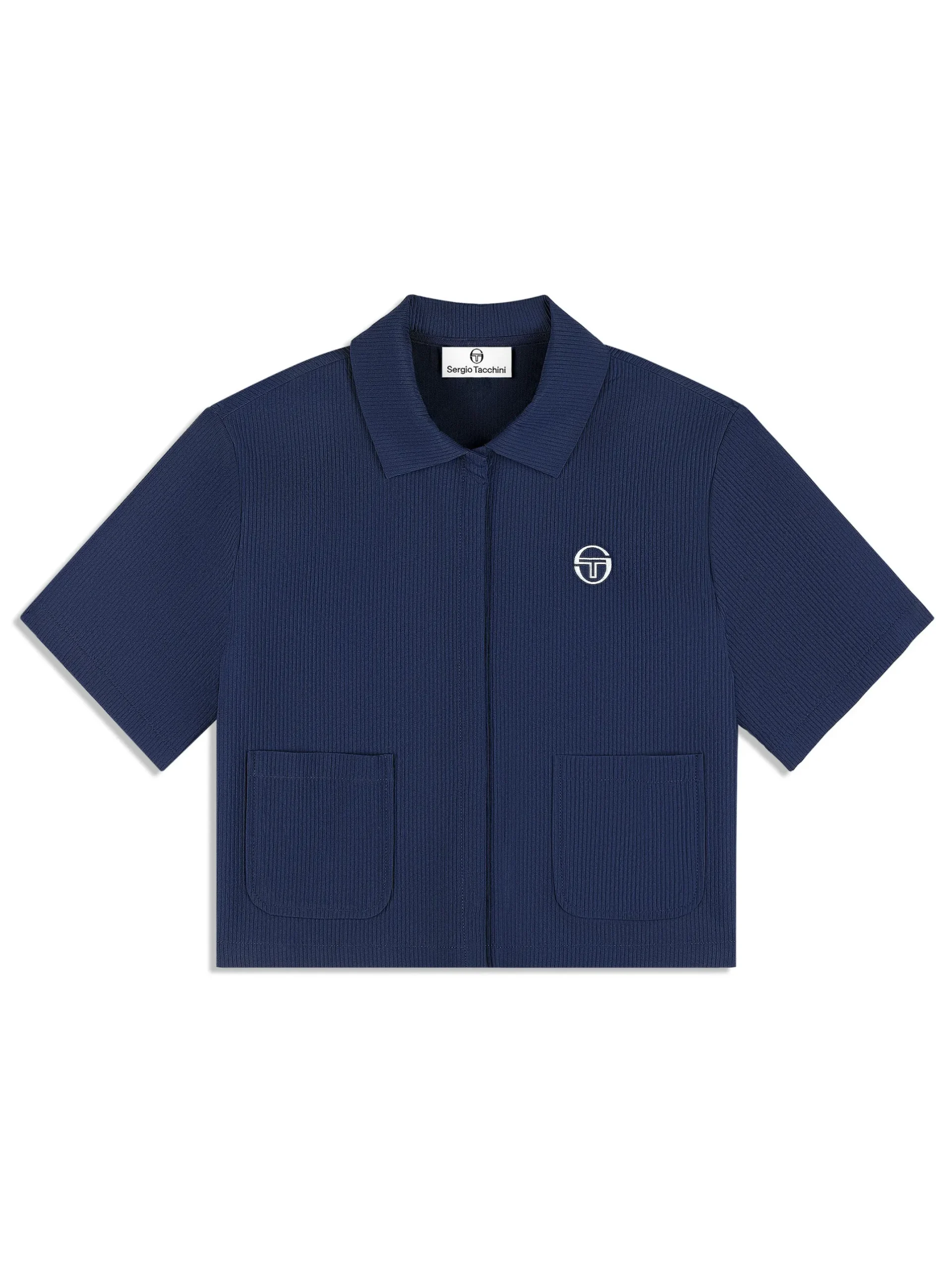 Mia Cropped Shirt- Maritime Blue