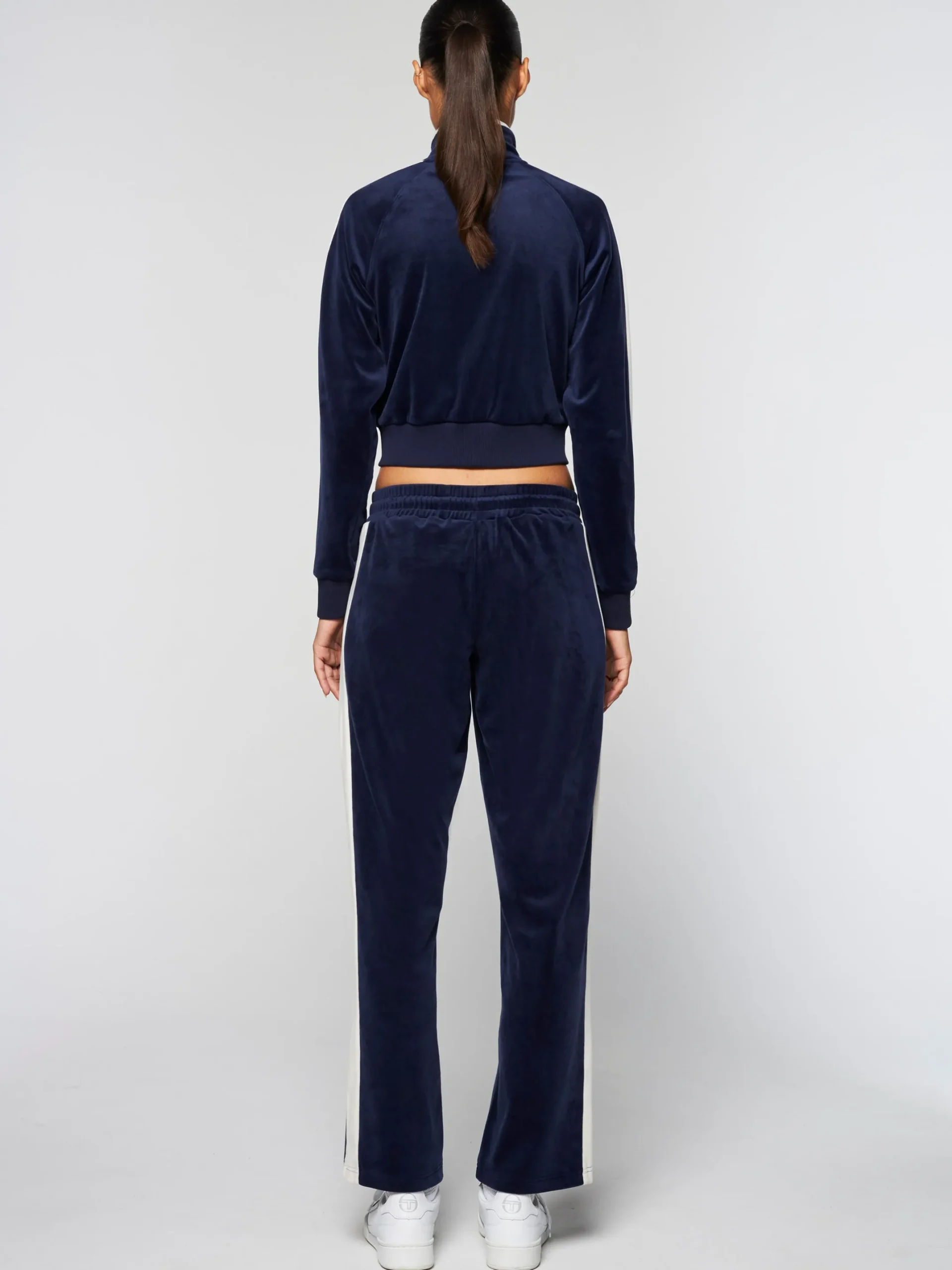 Miss Carlotta Velour Track Jacket- Maritime Blue