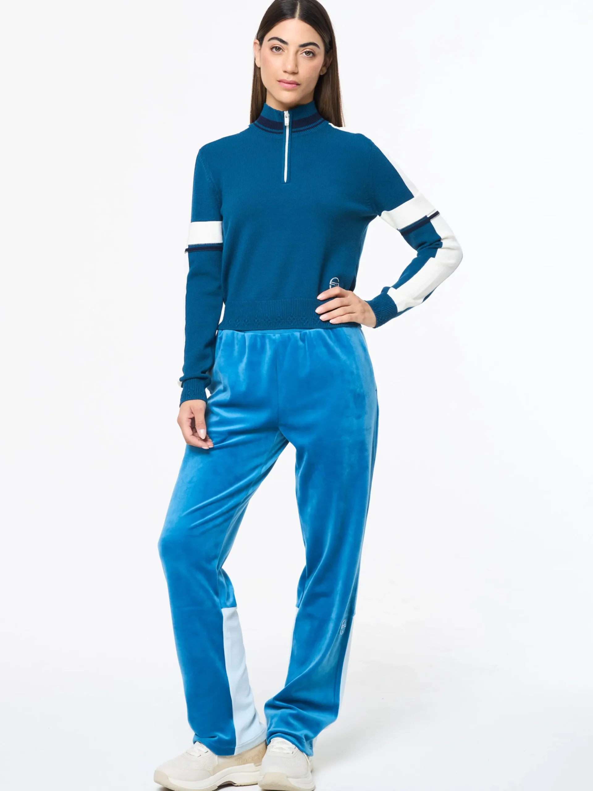 Nota Knit Quarter Zip- Mykonos Blue