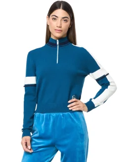 Nota Knit Quarter Zip- Mykonos Blue