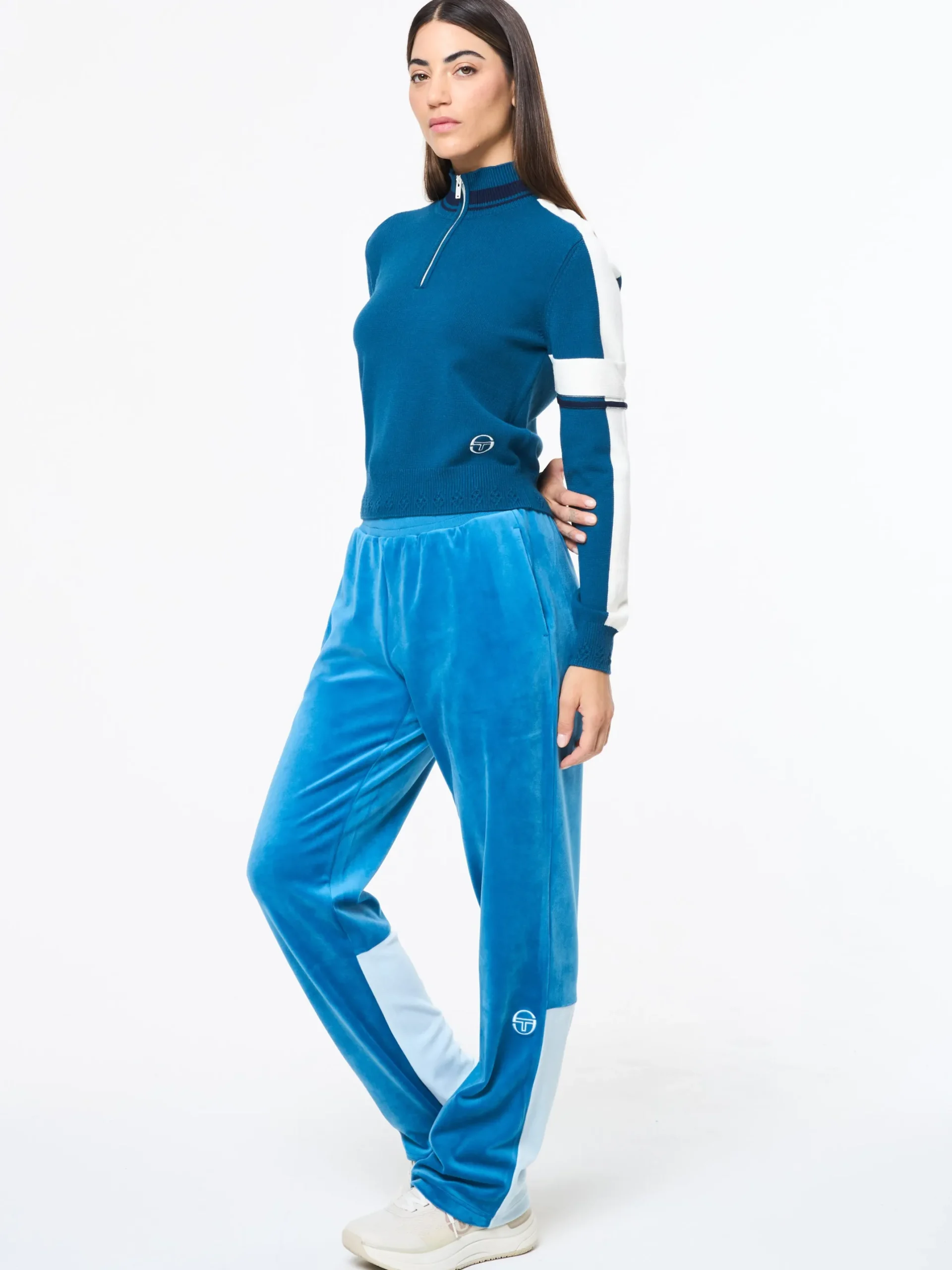 Nota Knit Quarter Zip- Mykonos Blue