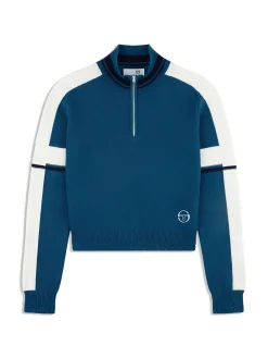 Nota Knit Quarter Zip- Mykonos Blue