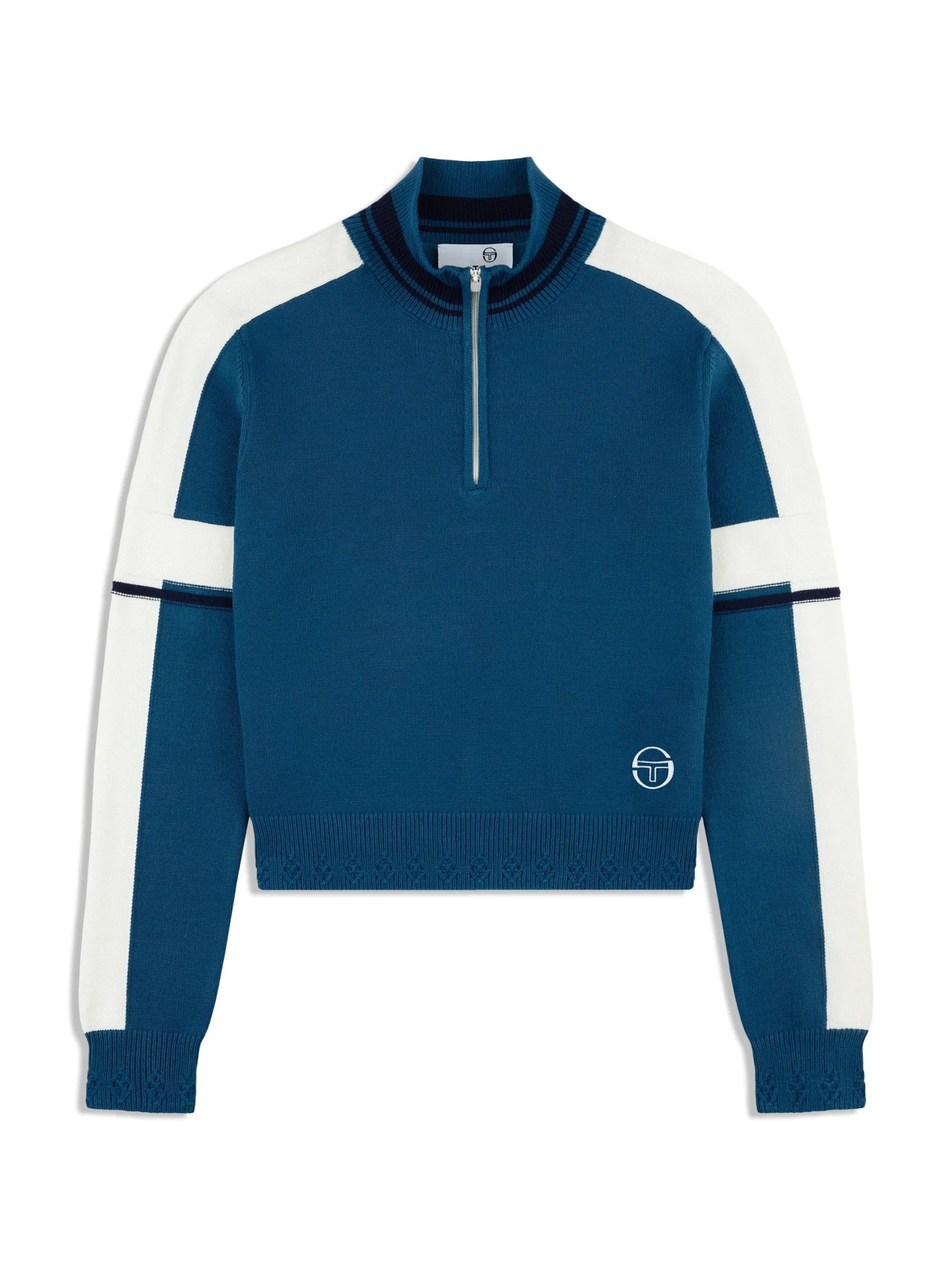 Nota Knit Quarter Zip- Mykonos Blue