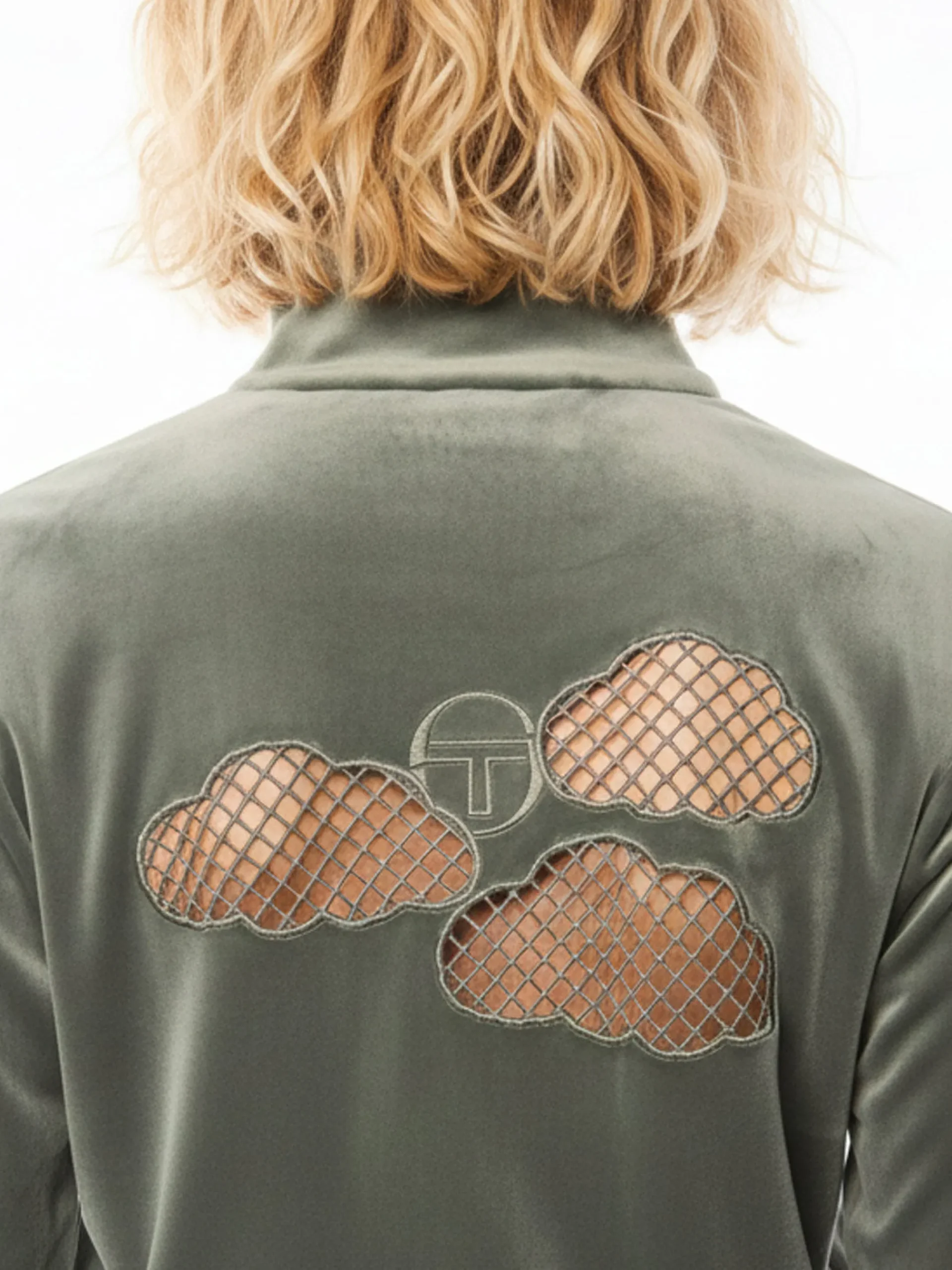 Nuvola Velour Track Jacket-Agave Green