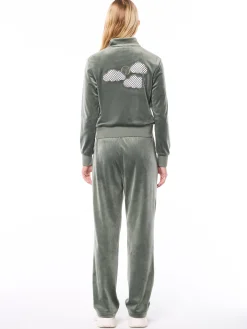 Nuvola Velour Track Jacket-Agave Green