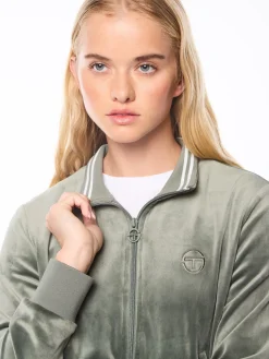 Nuvola Velour Track Jacket-Agave Green