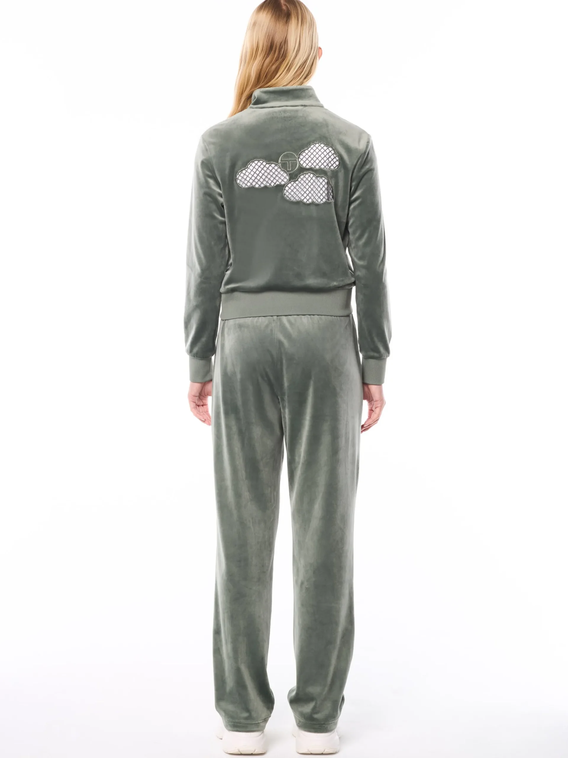 Nuvola Velour Track Pant-Agave Green