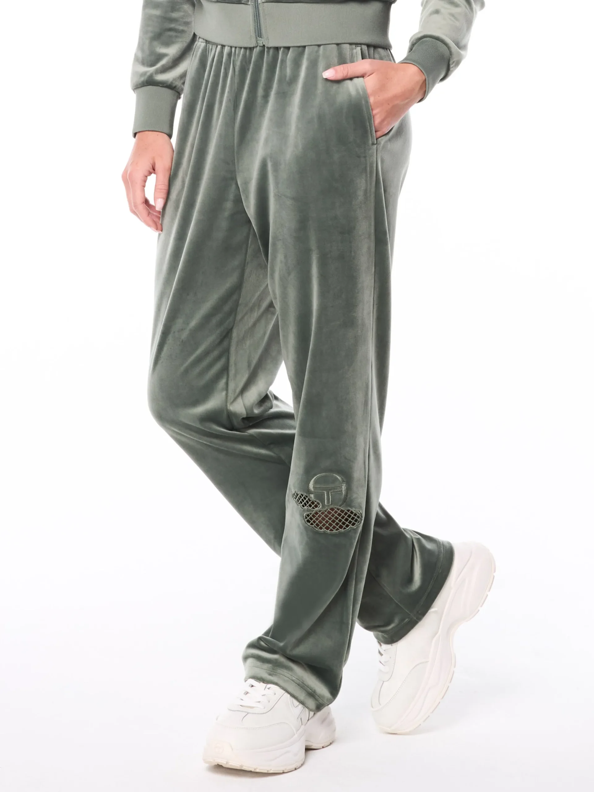 Nuvola Velour Track Pant-Agave Green