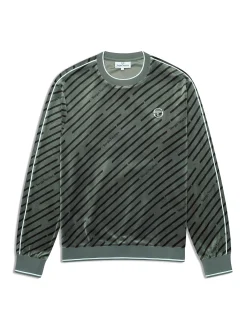 Obliquo Velour Crewneck-Agave Green