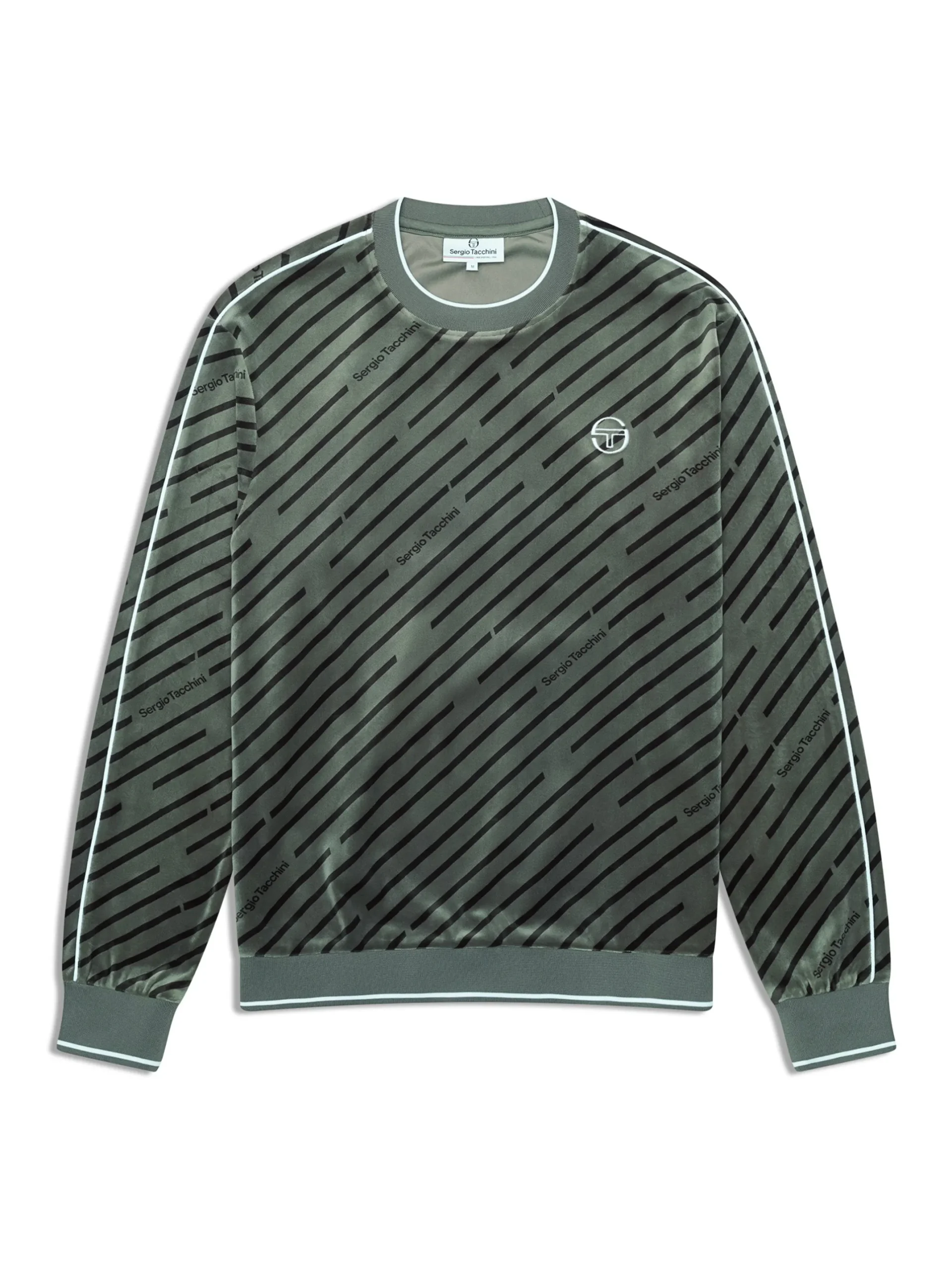 Obliquo Velour Crewneck-Agave Green