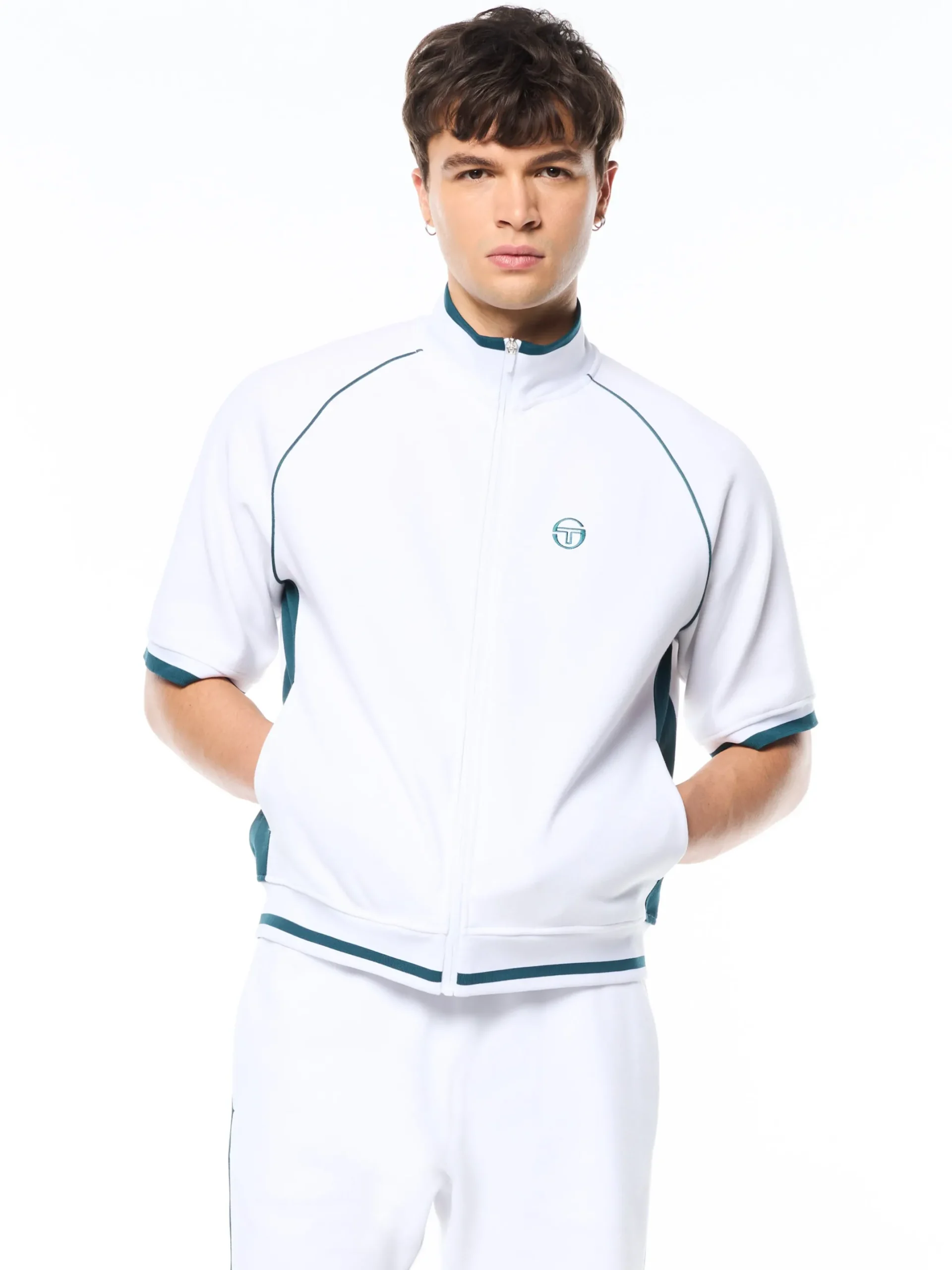 Pannello Short Sleeve Track Jacket-Brilliant White