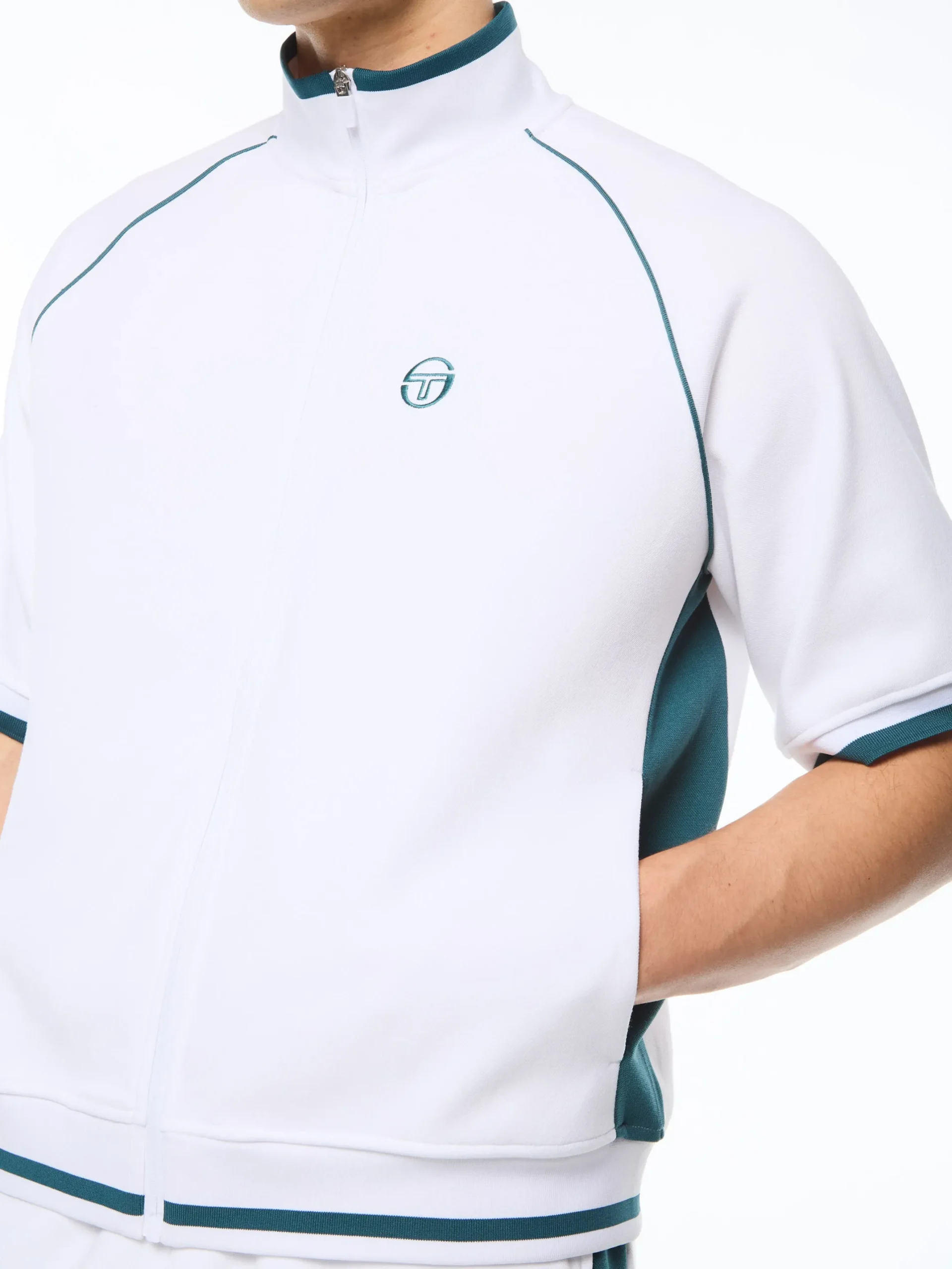 Pannello Short Sleeve Track Jacket-Brilliant White