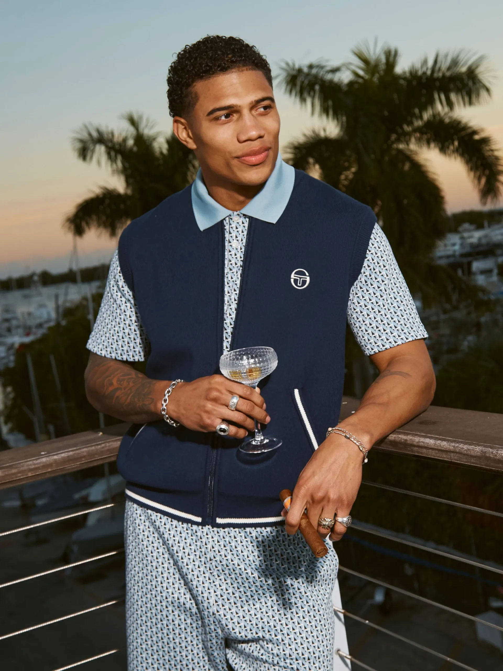 Paolo Knit Shorts- Faded Denim