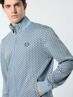 Paolo Knit Track Jacket- Faded Denim