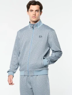Paolo Knit Track Jacket- Faded Denim