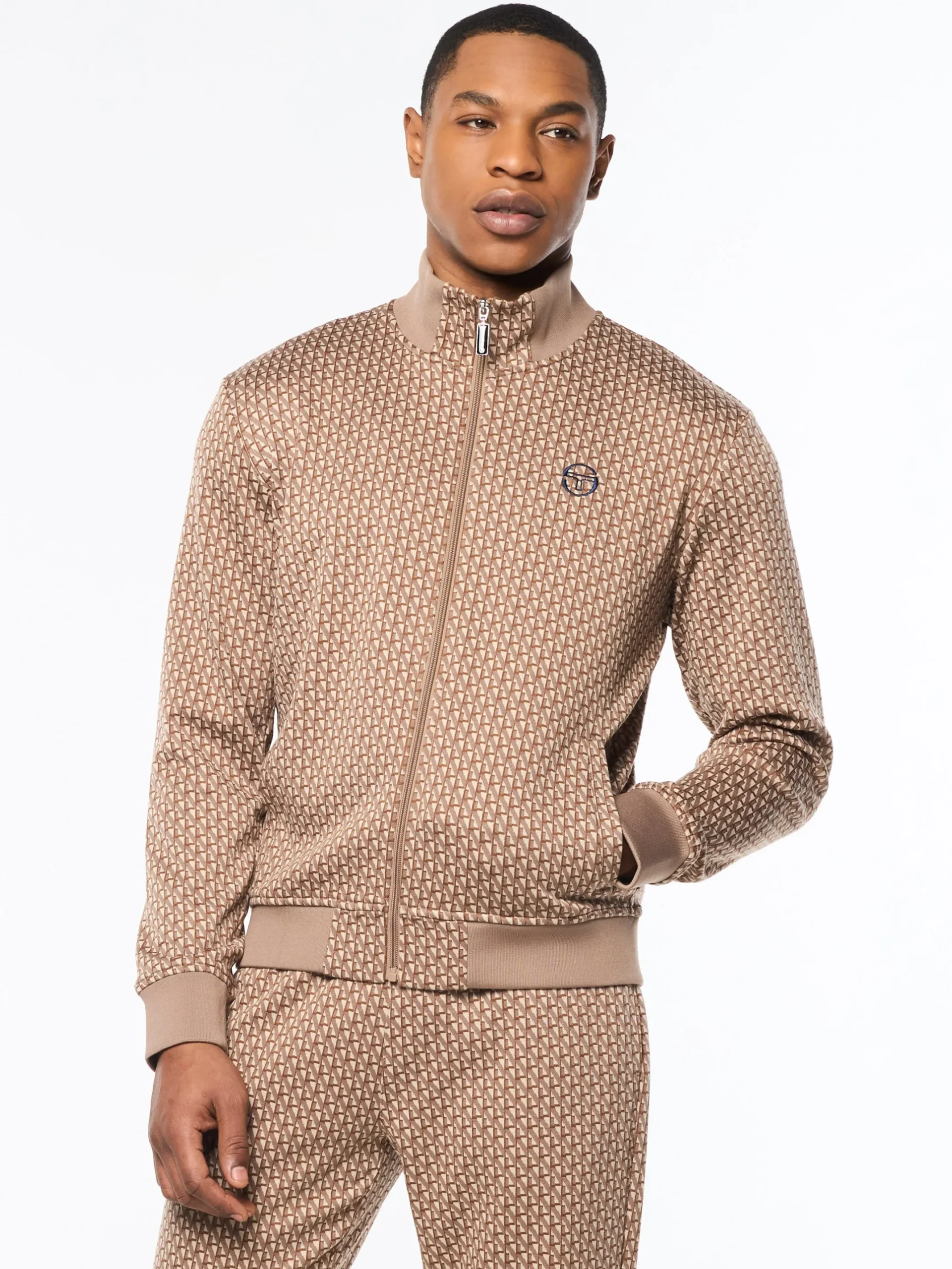 Paolo Knit Track Jacket- Taupe Grey