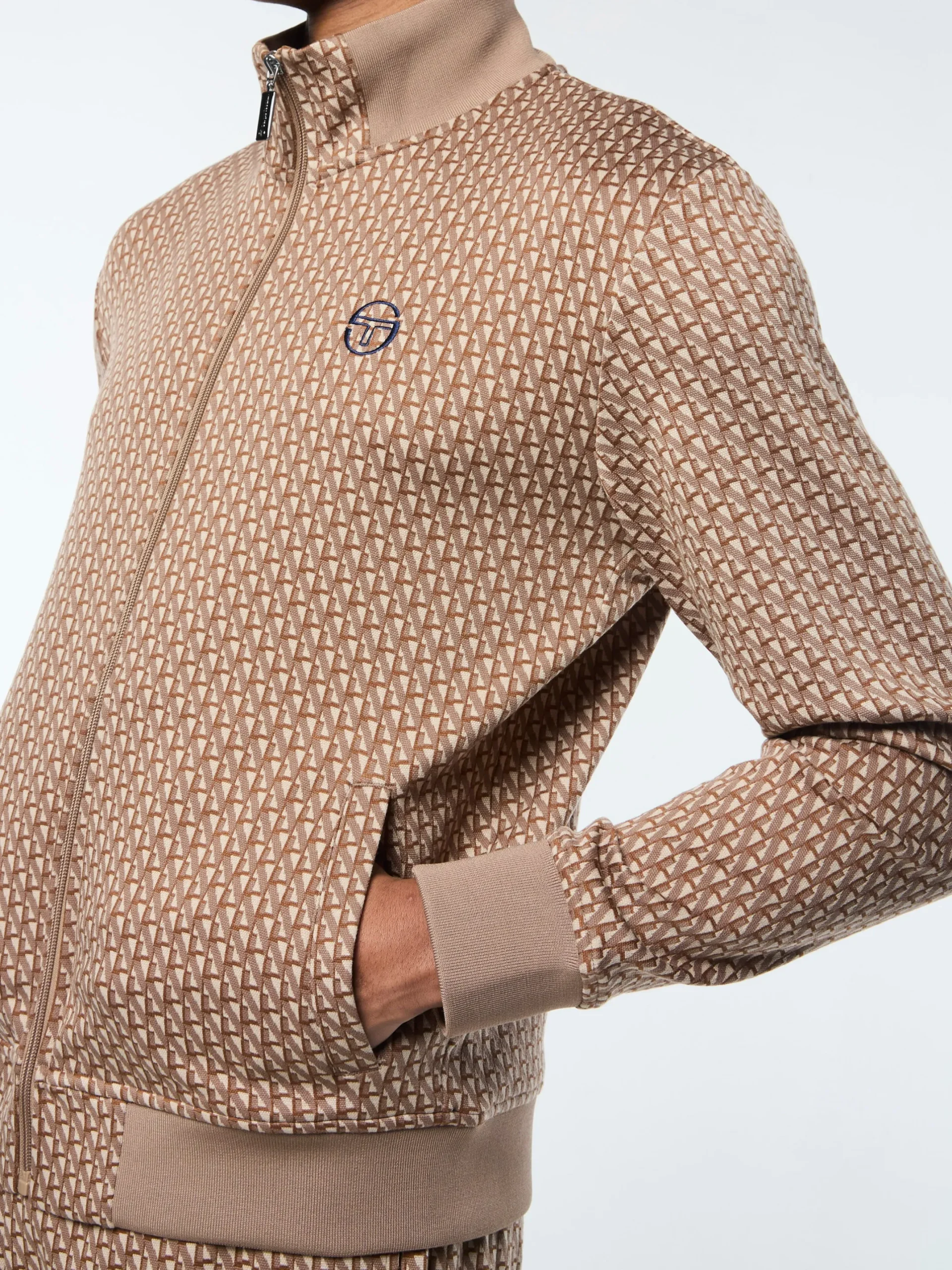 Paolo Knit Track Jacket- Taupe Grey