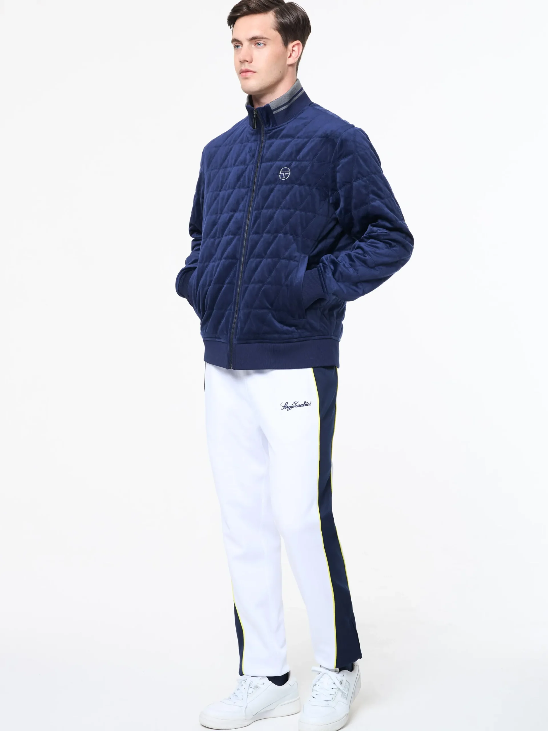 Redi Quilted Velour Bomber Jacket- Maritime Blue