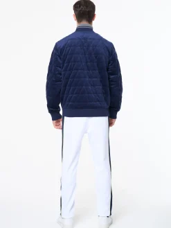 Redi Quilted Velour Bomber Jacket- Maritime Blue