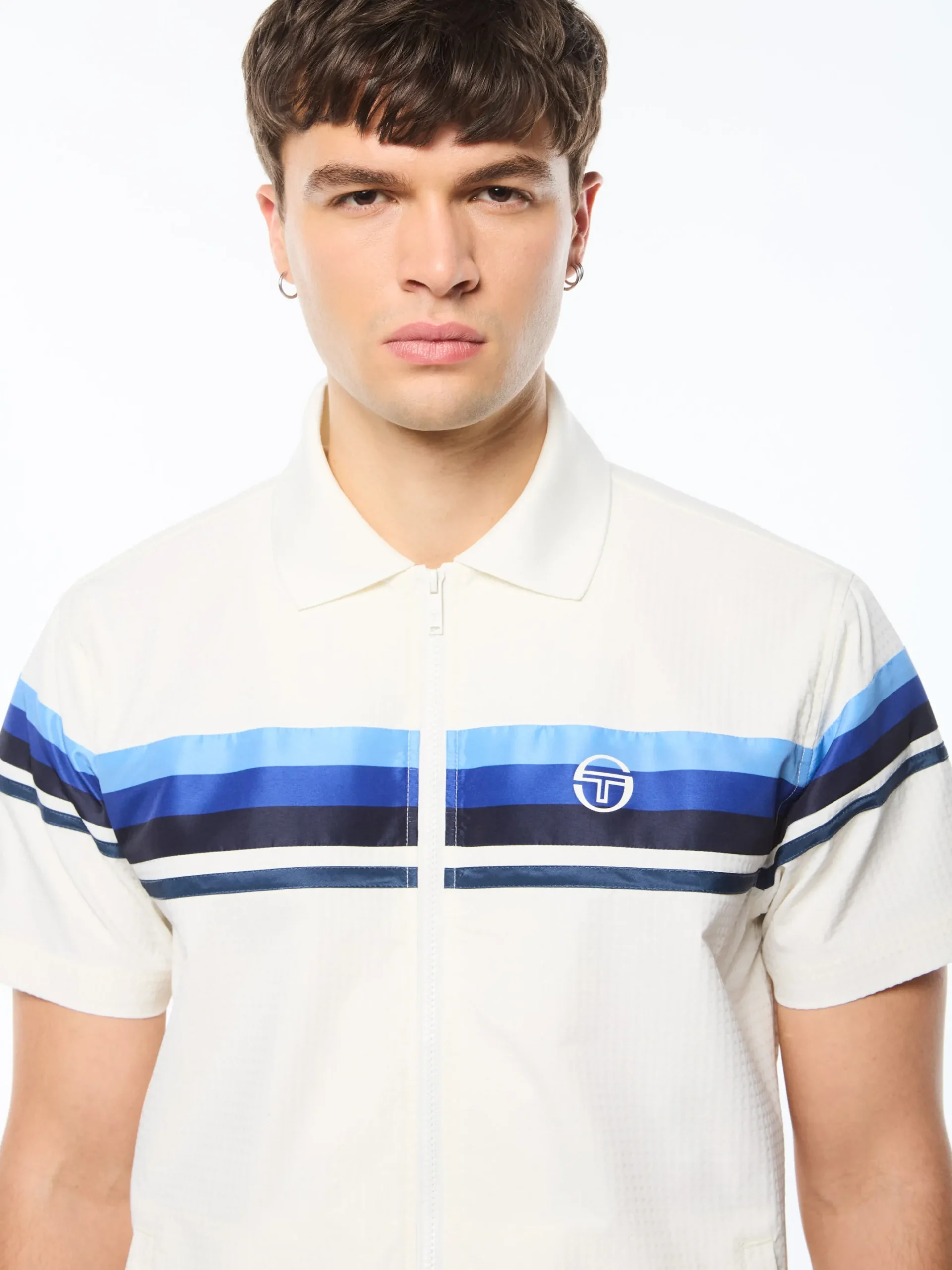 Striscia Short Sleeve Track Jacket-Gardenia