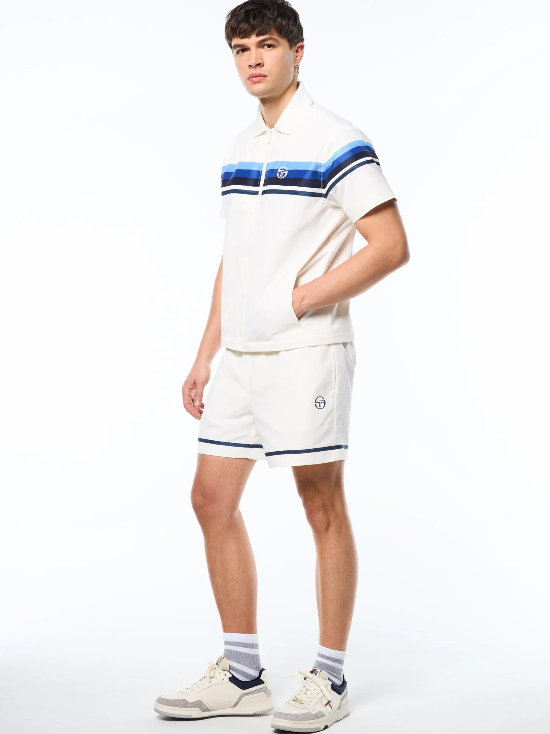 Striscia Short Sleeve Track Jacket-Gardenia