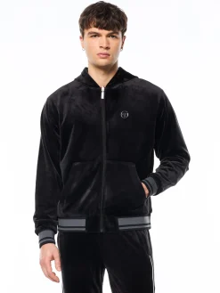 Viaggioa Reversible Velour Track Jacket-Black Beauty