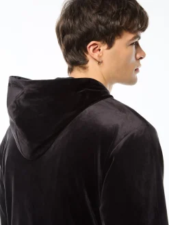 Viaggioa Reversible Velour Track Jacket-Black Beauty