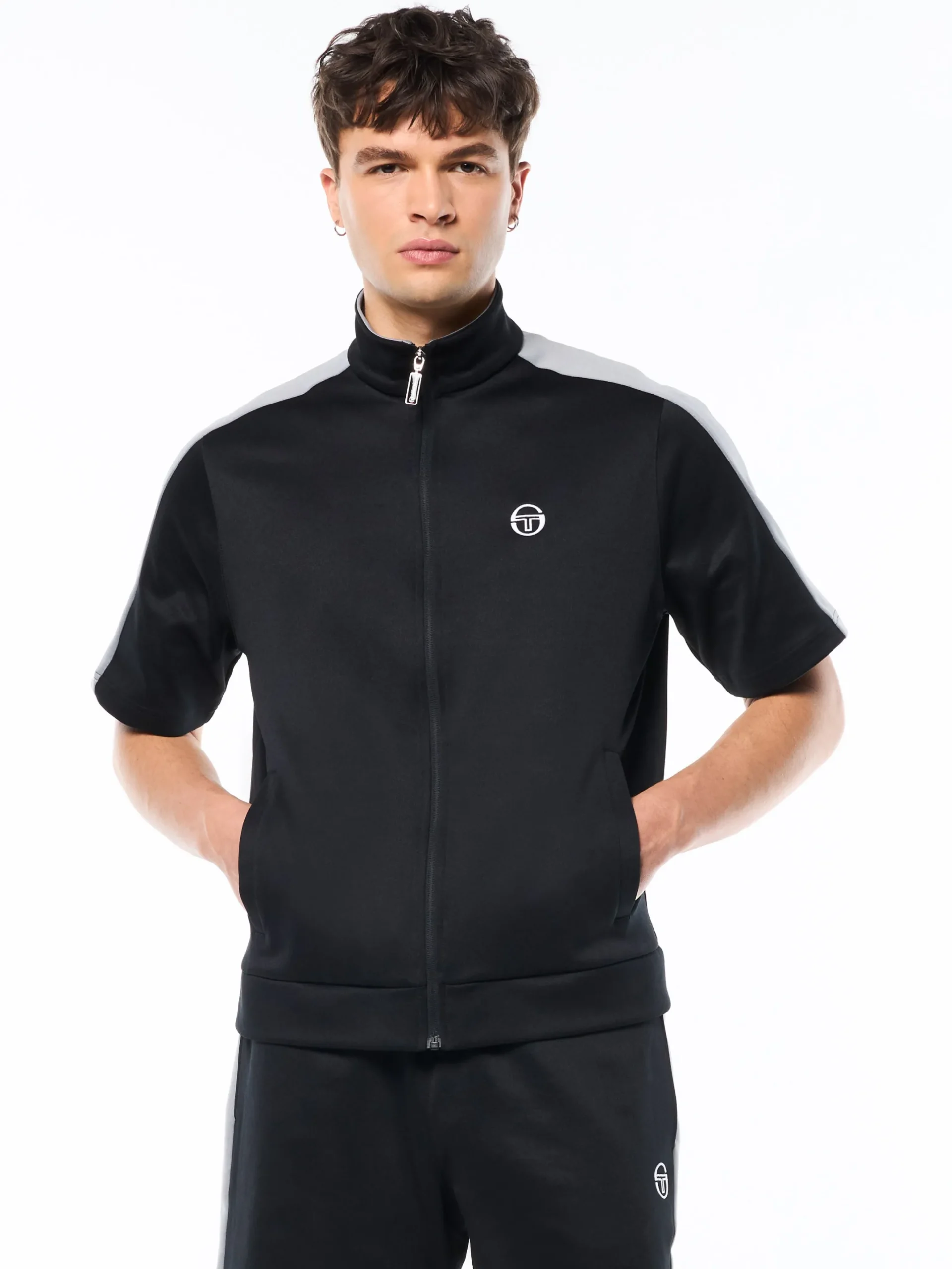Viscotti Short Sleeve Track Jacket-Black Beauty