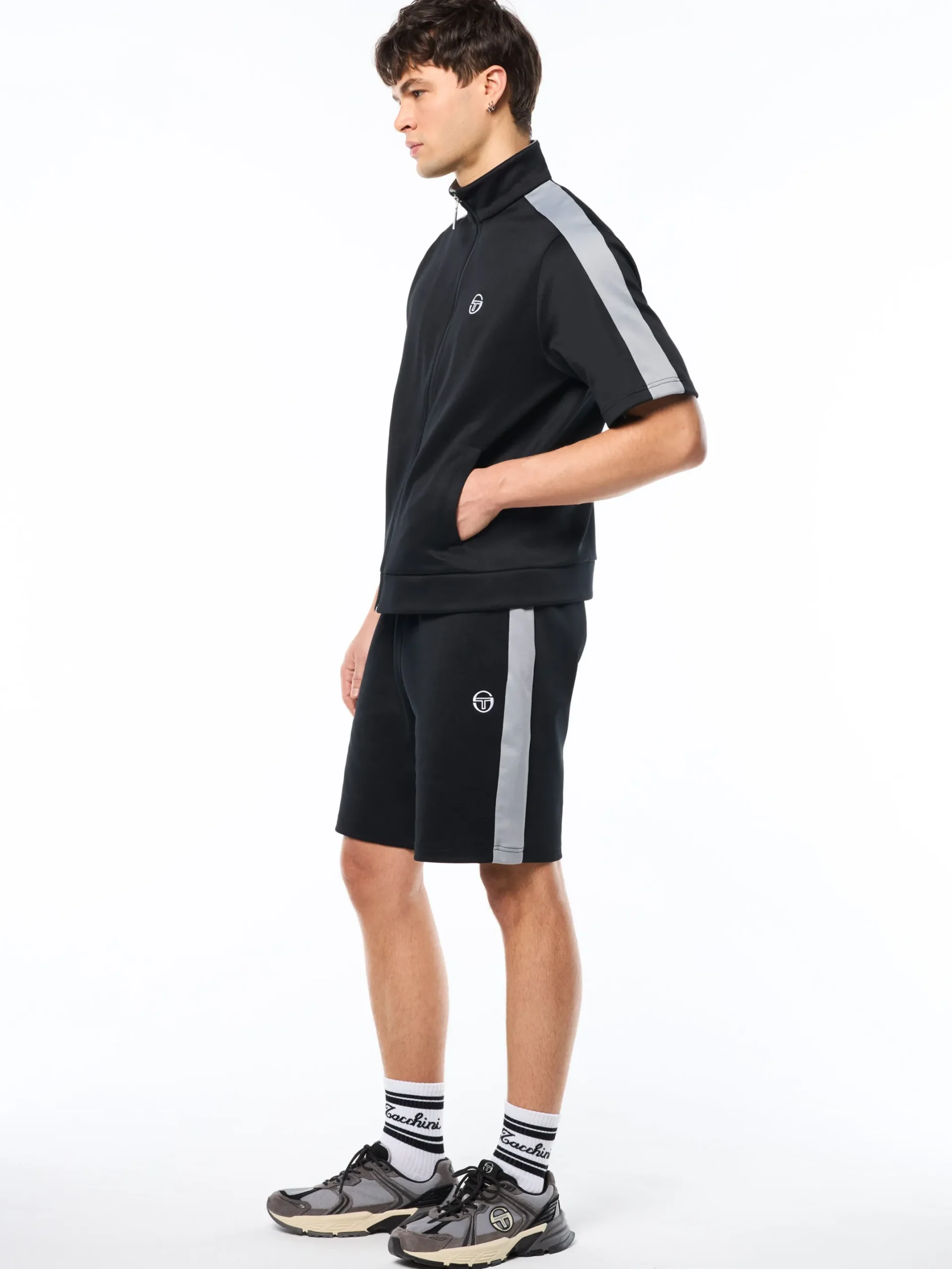 Viscotti Short Sleeve Track Jacket-Black Beauty