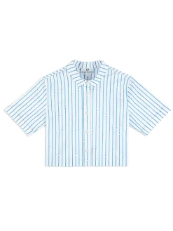 Women's Colonna Cropped Shirt- French Blue