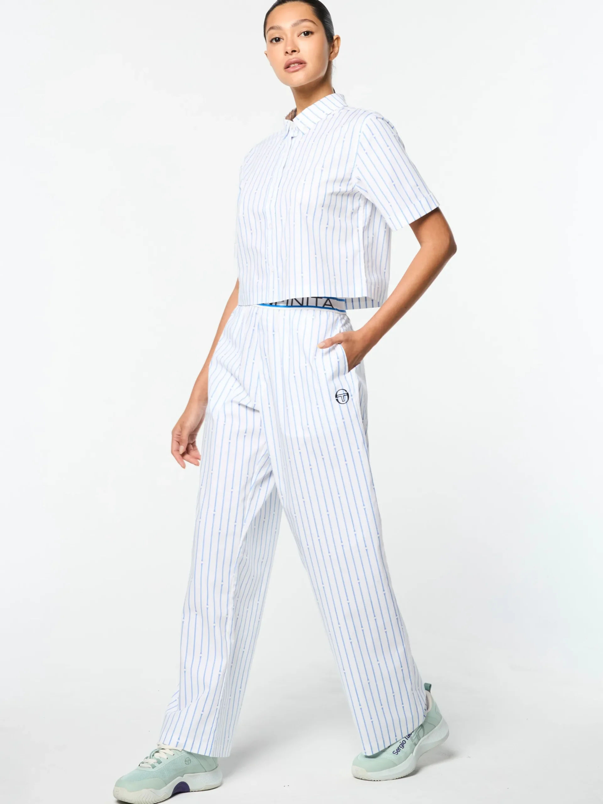 Women's Colonna Cropped Shirt- French Blue