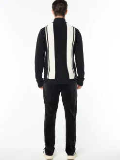 Young Line Knit Polo- Black/ Gardenia