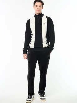 Young Line Knit Polo- Black/ Gardenia